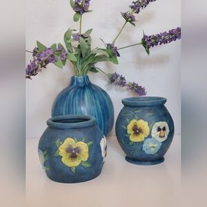Bob's Pottery Hand Painted Pansy Pots Susan Winglet